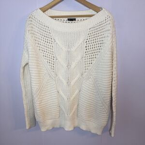Express Womens Open Knit Sweater Sm Oversized Beach Coastal Chunky Y2K Preppy